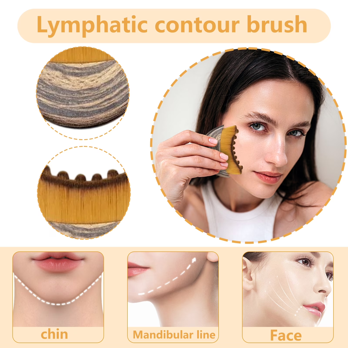 Facial Contour Massage Brush | Soft Bristle De-Puffing Tool